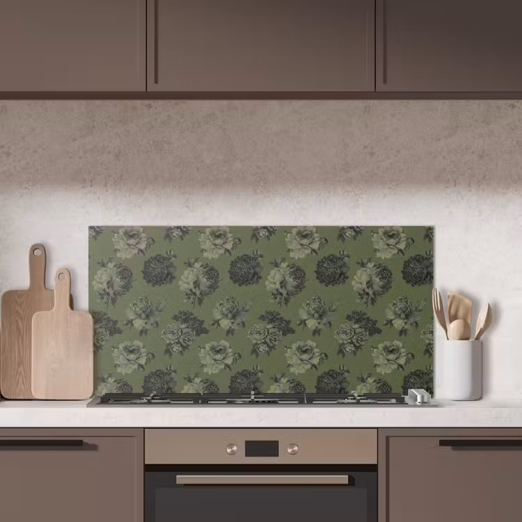 Klassiek - botanisch - olijfgroen - bloemen keuken achterwand spatscherm middel 899 -sfeer2