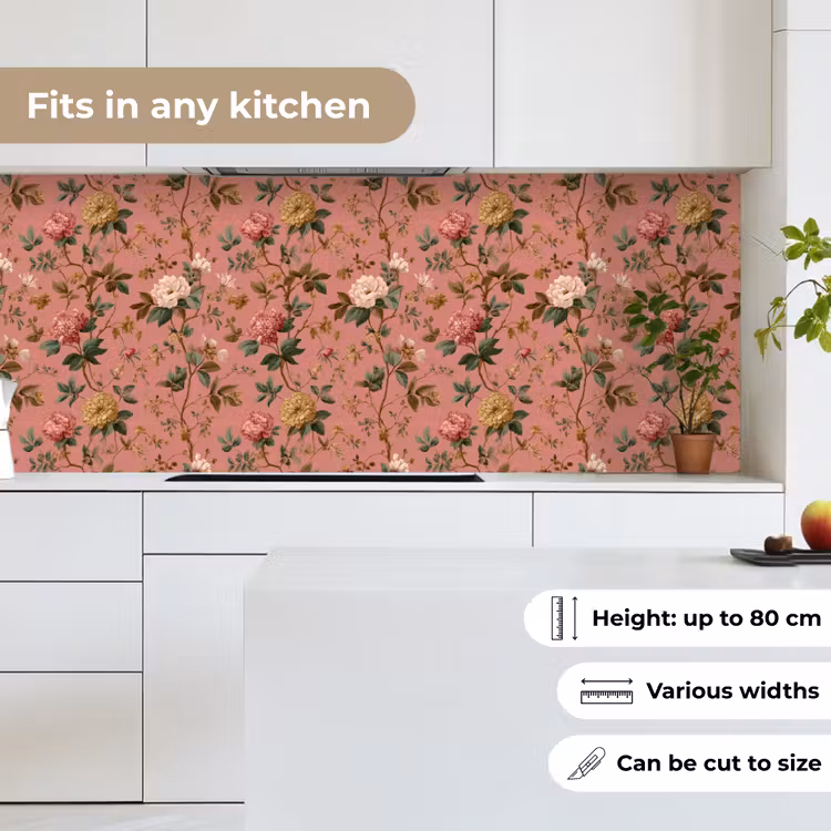 Klassiek - Botanisch - Roze keuken achterwand 2 middel 871 -sfeer4_UK
