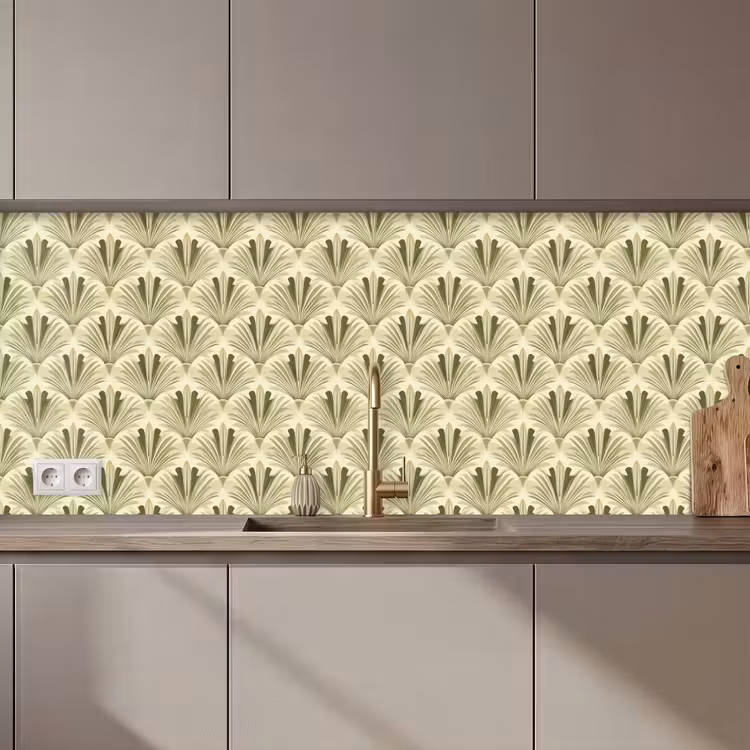 Klassiek - Waaier - Groen keuken achterwand 2 middel 871 zz_3dshopping