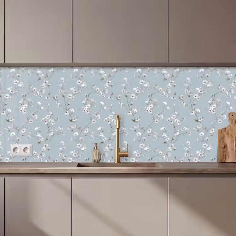 Klassiek - Bloemen - Blauw keuken achterwand 2 middel 871 zz_3dshopping