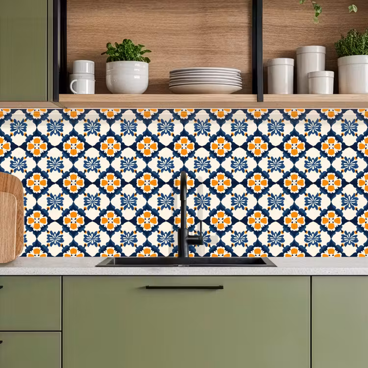 Klassiek - Geometrisch - Blauw keuken achterwand 2 middel 871 -sfeer3