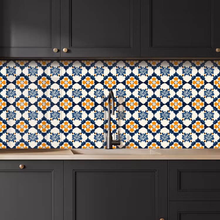 Klassiek - Geometrisch - Blauw keuken achterwand 2 middel 871 -sfeer1