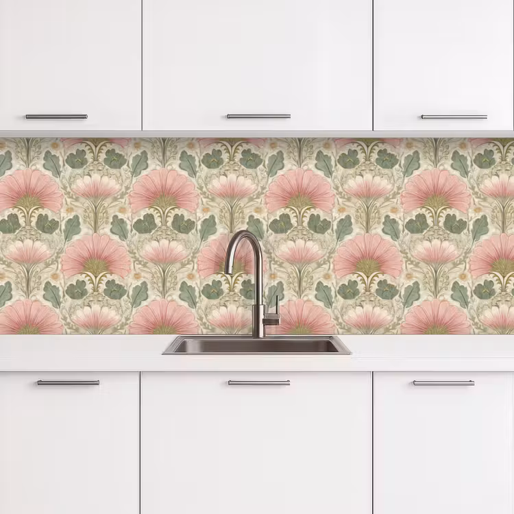 Klassiek - Patroon - Roze keuken achterwand 2 groot 857 -3d