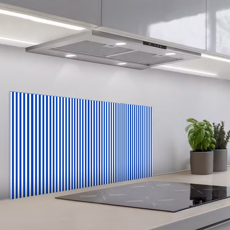 Klassiek - Strepen - Blauw keuken achterwand spatscherm middel 899 -3d_schuin