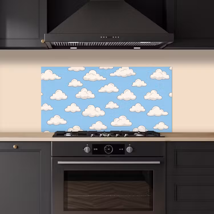 Wolk - Cartoon - Lucht - Blauw - Wit keuken achterwand spatscherm middel -sfeer1