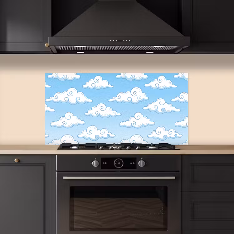Wolk - Lucht - Cartoon - Blauw - Wit keuken achterwand spatscherm middel -sfeer1