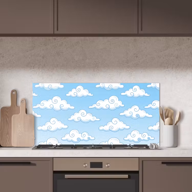Wolk - Lucht - Cartoon - Blauw - Wit keuken achterwand spatscherm middel -sfeer2