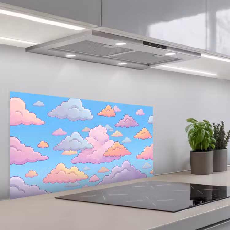 Wolk - Lucht - Natuur - Illustratie - Pastel keuken achterwand spatscherm middel -3d_schuin