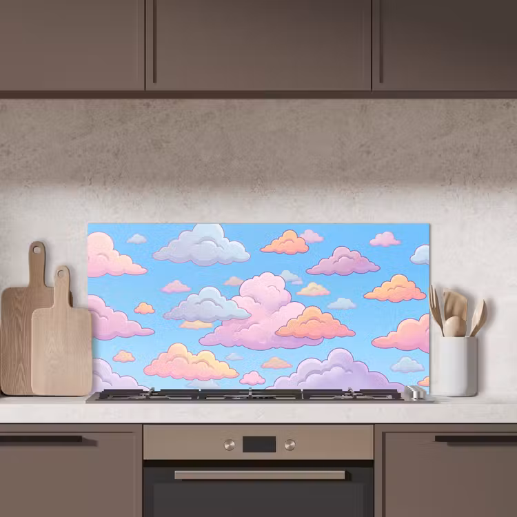 Wolk - Lucht - Natuur - Illustratie - Pastel keuken achterwand spatscherm middel -sfeer2