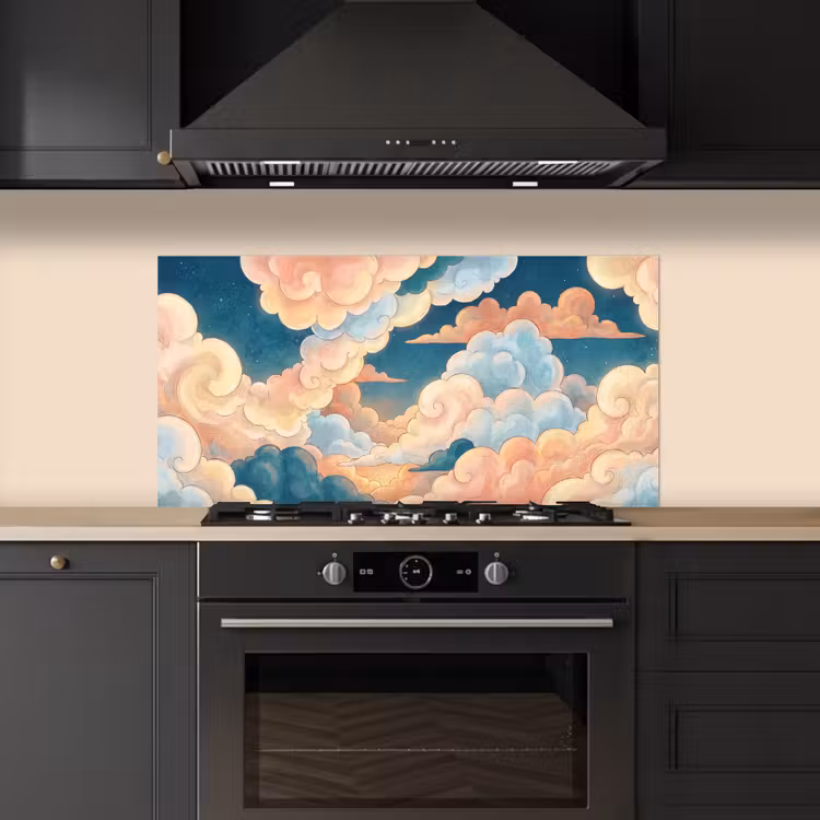 Wolk - Lucht - Natuur - Illustratief - Oranje keuken achterwand spatscherm middel -sfeer1