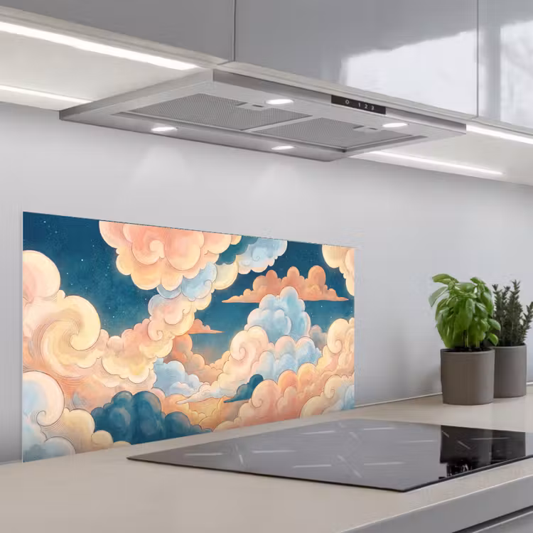 Wolk - Lucht - Natuur - Illustratief - Oranje keuken achterwand spatscherm middel -3d_schuin