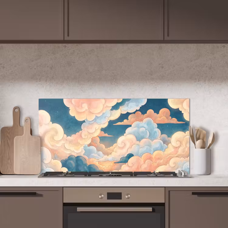 Wolk - Lucht - Natuur - Illustratief - Oranje keuken achterwand spatscherm middel -sfeer2