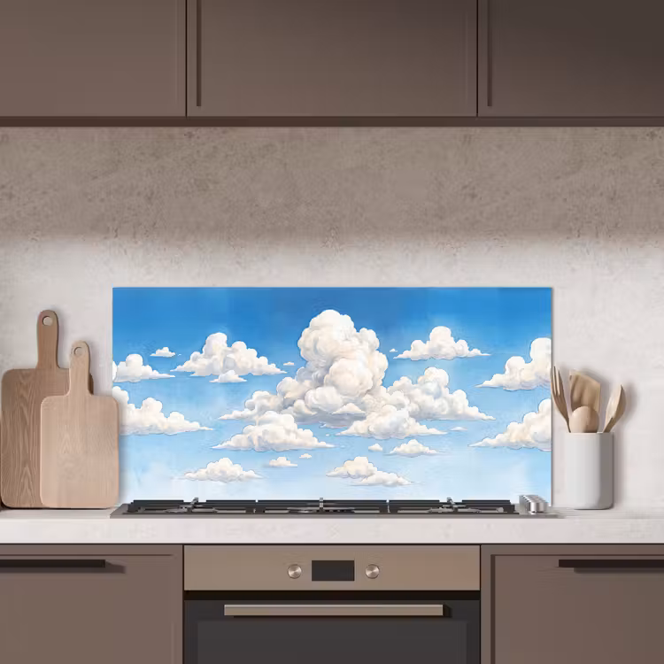Wolken - Blauwe lucht - Natuur - Modern - Wit keuken achterwand spatscherm middel -sfeer2