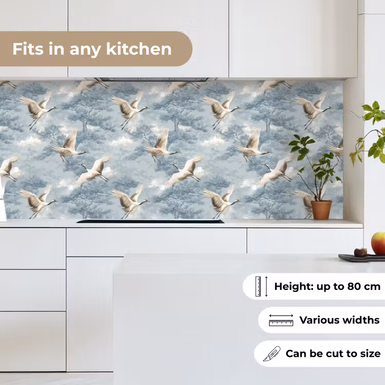 Wolken - Kraanvogels - Blauw keuken achterwand 2 middel 871 -sfeer4_UK