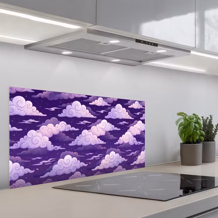 Wolken - Nacht - Natuur - Abstract - Paars keuken achterwand spatscherm middel -3d_schuin