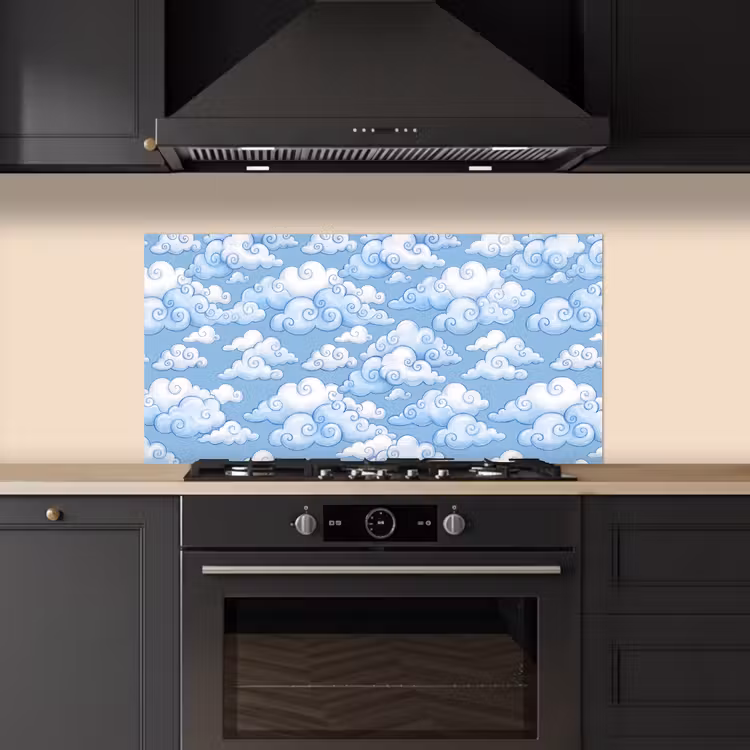 Wolken - Patroon - Hemel - Illustratie - Wit keuken achterwand spatscherm middel -sfeer1