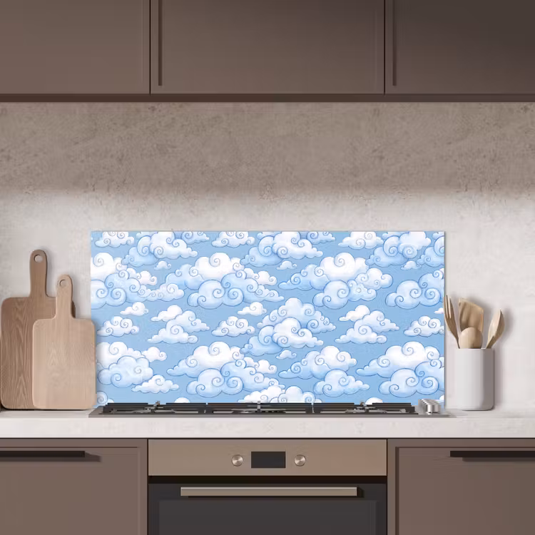 Wolken - Patroon - Hemel - Illustratie - Wit keuken achterwand spatscherm middel -sfeer2