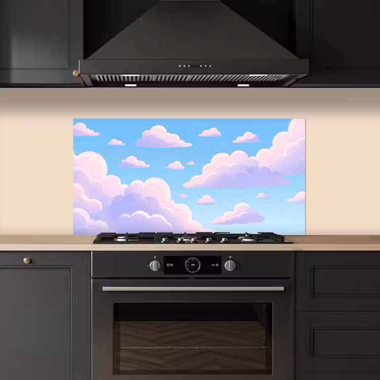 Wolken - Roze - Blauw - Natuur - Modern keuken achterwand spatscherm middel -sfeer1