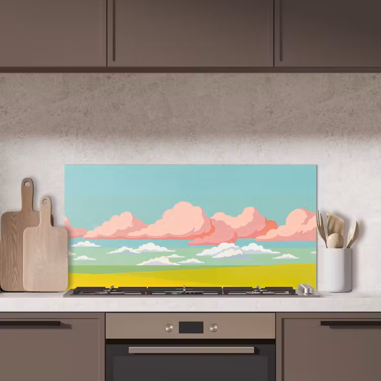Wolken - Roze - Natuur - Modern - Pastel keuken achterwand spatscherm middel -sfeer2