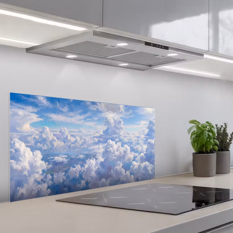 Wolken - Lucht - Natuur - Abstract - Blauw keuken achterwand spatscherm middel -3d_schuin