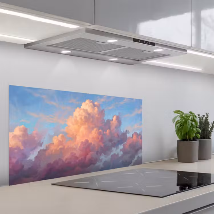 Wolken - Lucht - Natuur - Abstract - Kleurrijk keuken achterwand spatscherm middel -3d_schuin