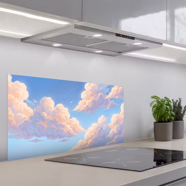 Wolken - Lucht - Natuur - Blauw keuken achterwand spatscherm middel -3d_schuin