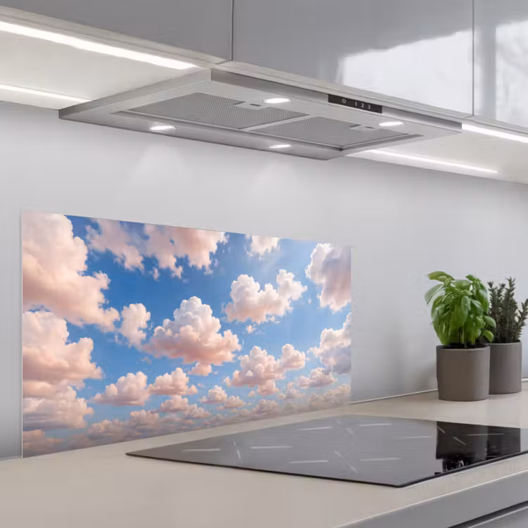 Wolken - Hemel - Natuur - Licht - Blauw keuken achterwand spatscherm middel -3d_schuin