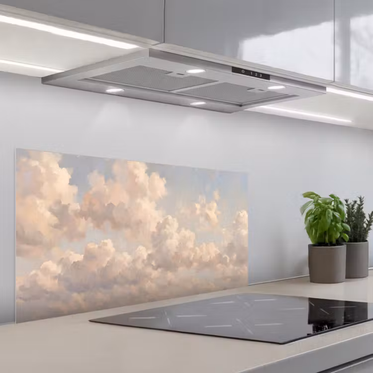 Wolken - Zacht - Natuur - Klassiek - Beige keuken achterwand spatscherm middel -3d_schuin