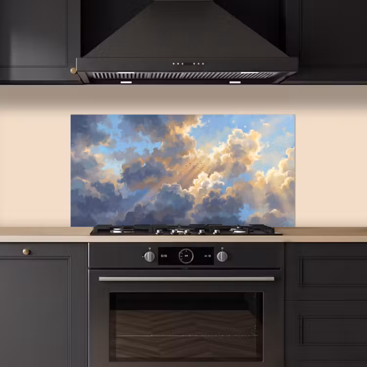 Wolken - Zonnestralen - Natuur - Abstract - Blauw keuken achterwand spatscherm middel -sfeer1