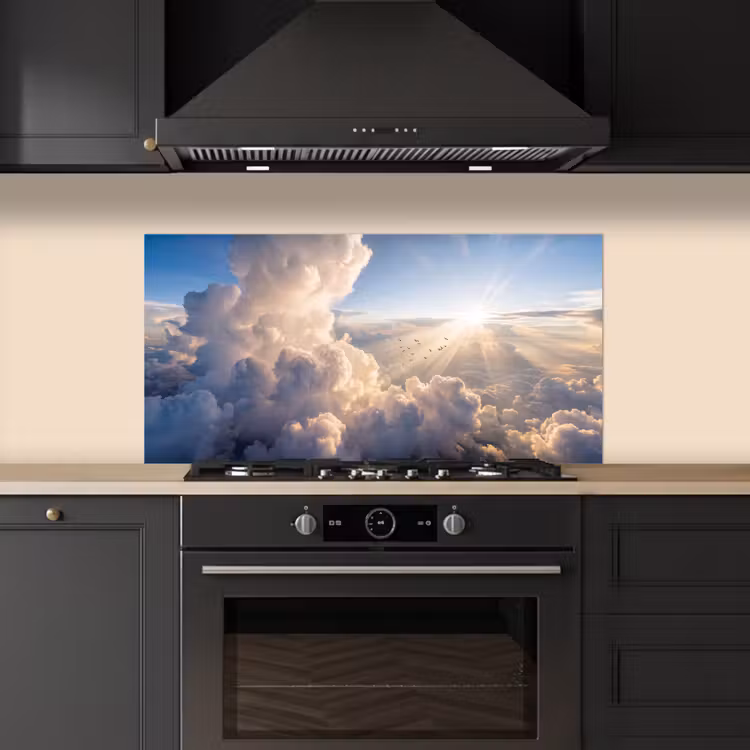 Wolken - Zonnestralen - Natuur - Wit keuken achterwand spatscherm middel -sfeer1
