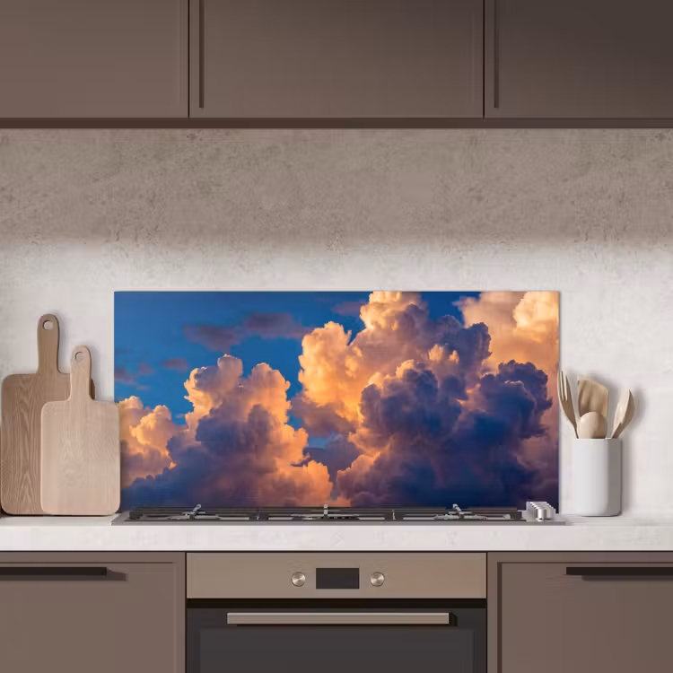 Wolken - Zonsondergang - Natuur - Oranje - Blauw keuken achterwand spatscherm middel -sfeer2