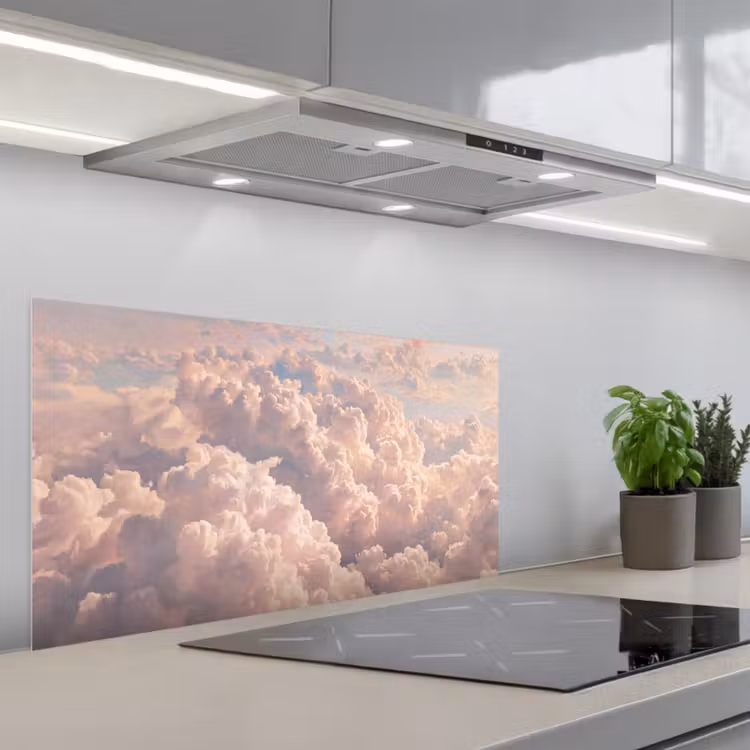 Wolken - Zonsondergang - Natuur - Pastel - Roze keuken achterwand spatscherm middel -3d_schuin