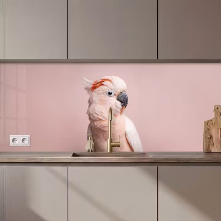 Kaketoe - Portret - Roze keuken achterwand 2 middel zz_3dshopping