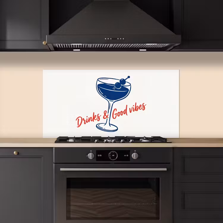Cocktail - Glas - Illustratie - Blauw - Wit keuken achterwand spatscherm middel -sfeer1