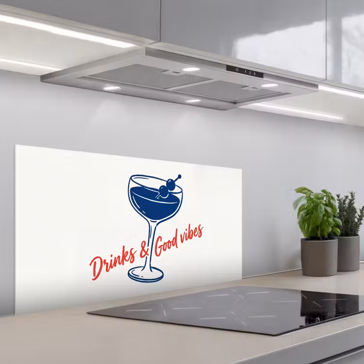 Cocktail - Glas - Illustratie - Blauw - Wit keuken achterwand spatscherm middel -3d_schuin