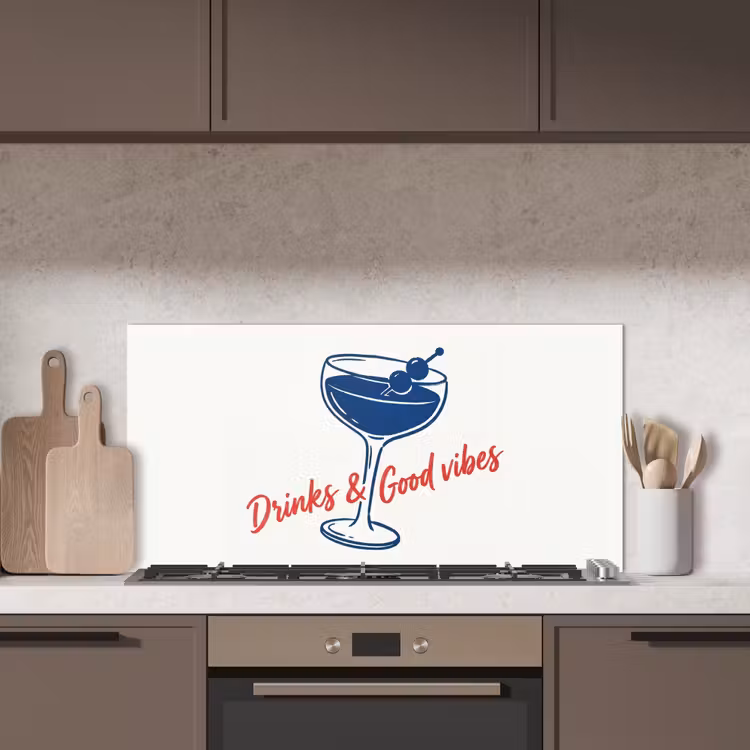 Cocktail - Glas - Illustratie - Blauw - Wit keuken achterwand spatscherm middel -sfeer2