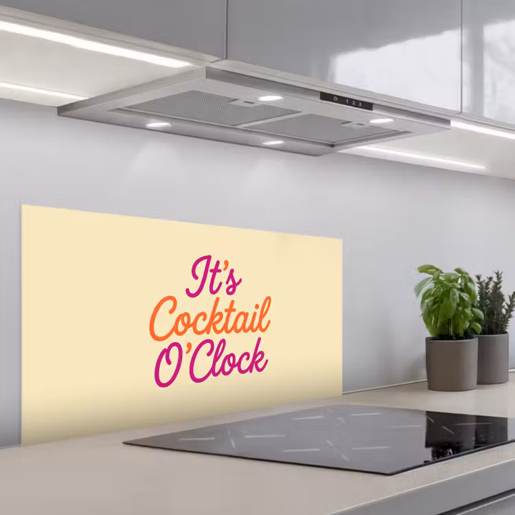 Cocktail O'Clock - Geel - Retro keuken achterwand spatscherm middel -3d_schuin