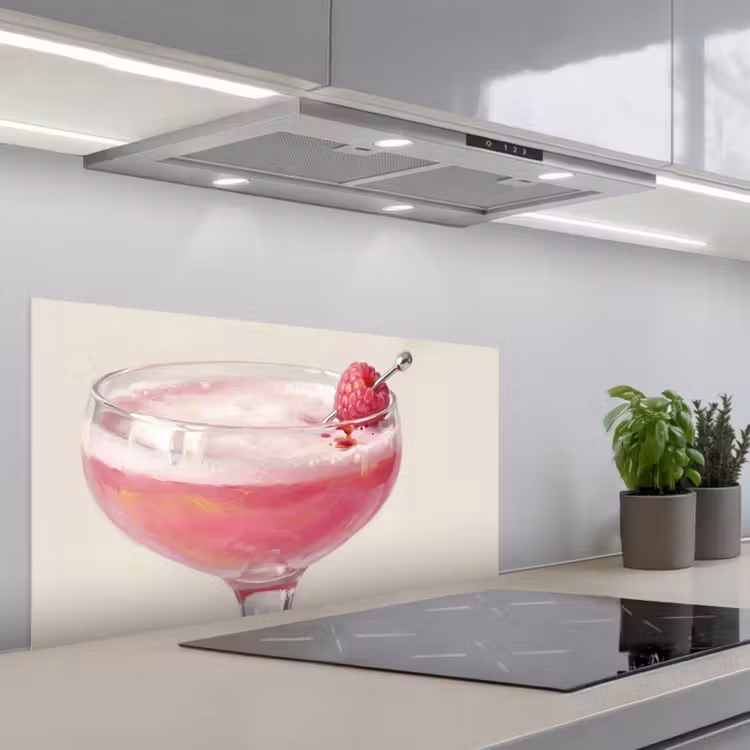 Cocktail - Framboos - Drank - Modern - Roze keuken achterwand spatscherm middel -3d_schuin