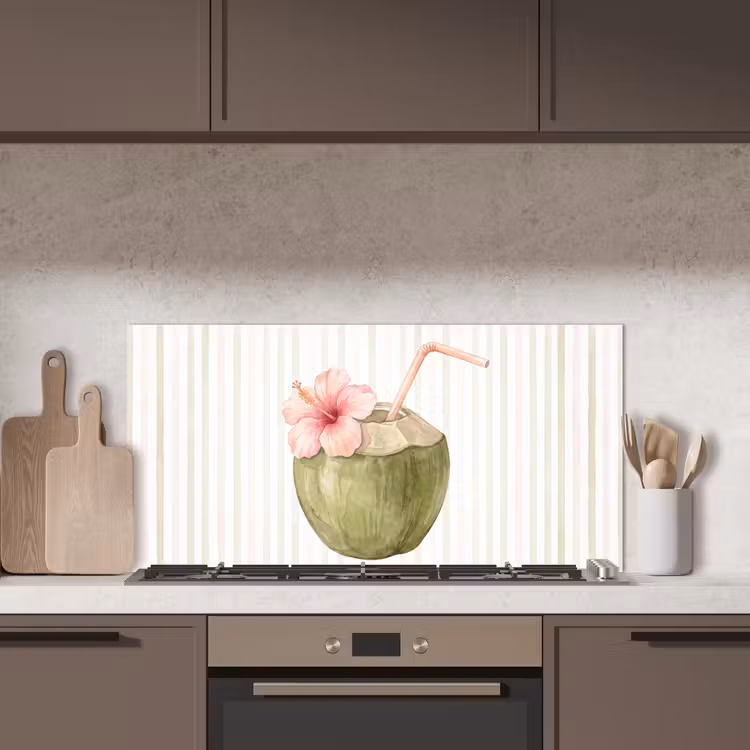 Kokosnoot - Drank - Tropisch - Illustratie - Zomer keuken achterwand spatscherm middel -sfeer2