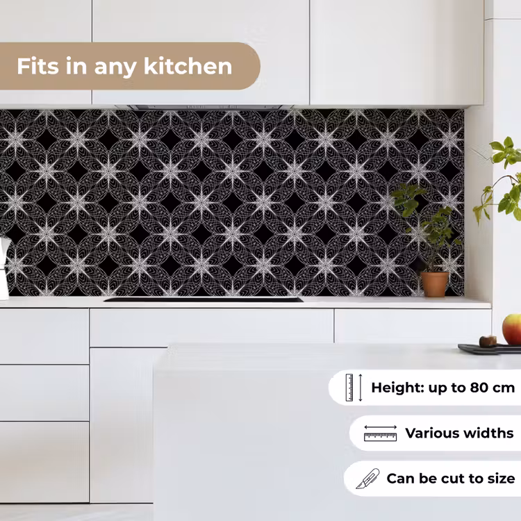 Kompas - Patronen - Zwart Wit keuken achterwand 2 middel 871 -sfeer4_UK