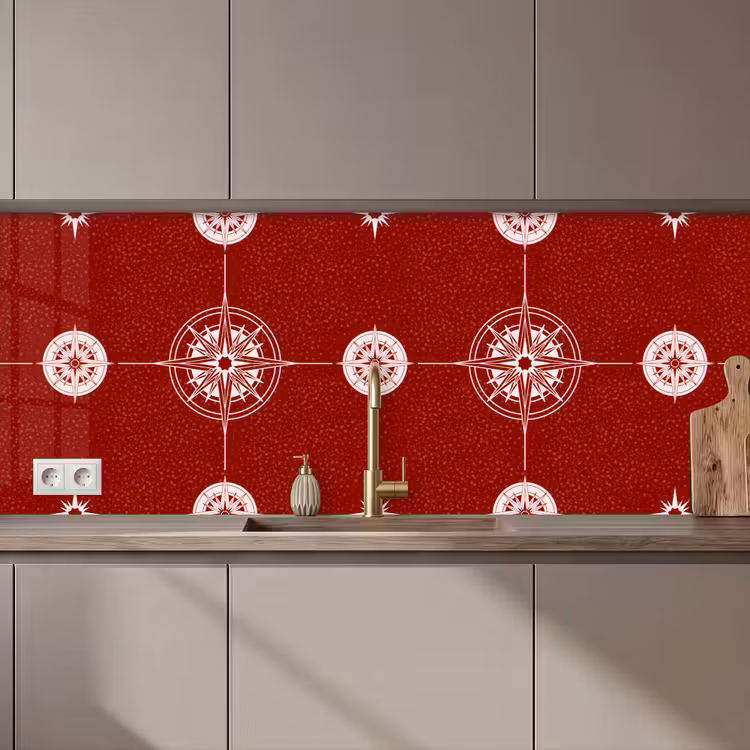 Kompas - Reizen - Patronen keuken achterwand 2 middel 871 zz_3dshopping