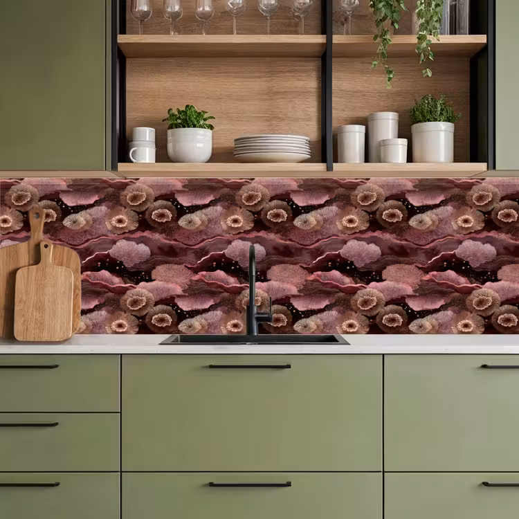Koraal - Organisch - Roze keuken achterwand 2 groot 857 -sfeer3