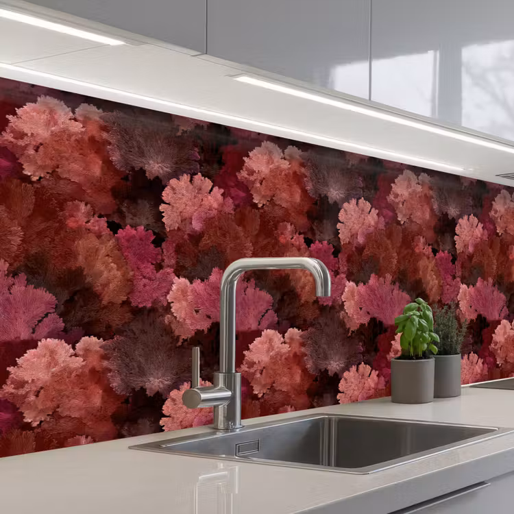 Koraal - Textuur - Kleurrijk keuken achterwand 2 groot 857 -3d_schuin