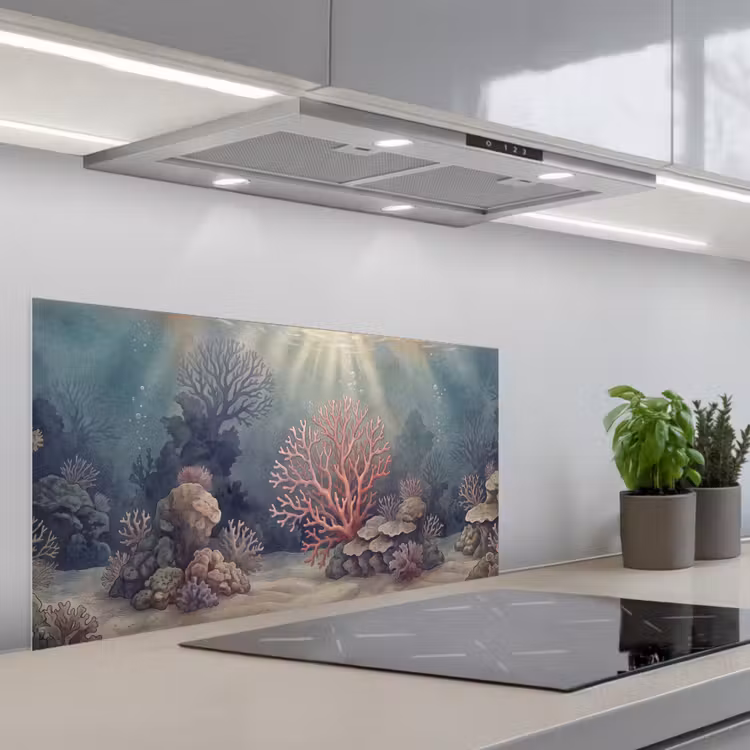 Koraal - Onderwater - Natuur - Roze keuken achterwand spatscherm middel -3d_schuin
