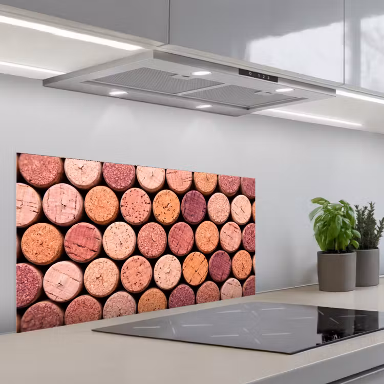 Kurk - Patroon - Abstract - Modern - Rood keuken achterwand spatscherm middel -3d_schuin