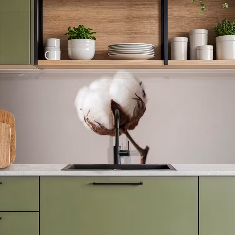 Katoenbol - Minimalistisch - Wit keuken achterwand 2 middel -sfeer3