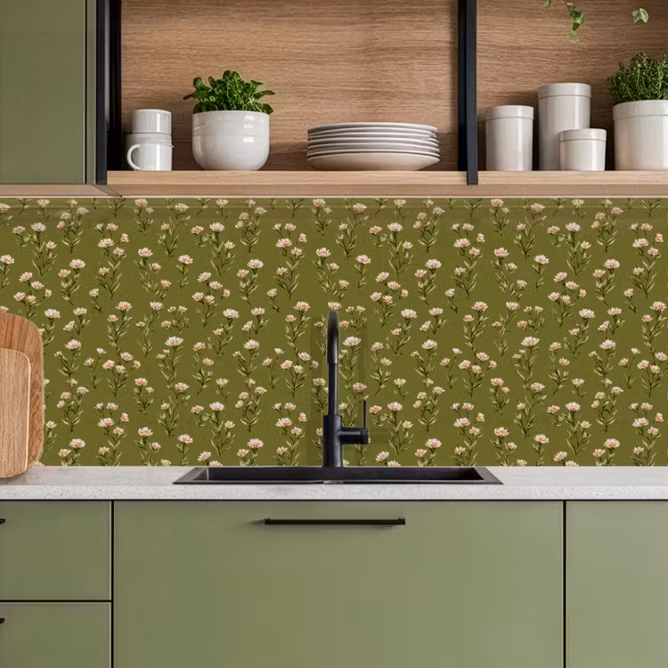 Landelijk - Bloemen - Groen keuken achterwand 2 middel 871 -sfeer3