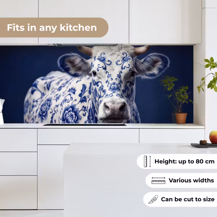 Koe - Delfts - Blauw - Artistiek keuken achterwand 2 middel -sfeer4_UK
