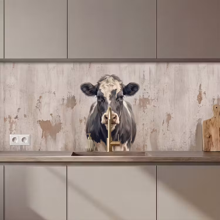 Koe - Portret - Dieren - Modern keuken achterwand 2 middel zz_3dshopping