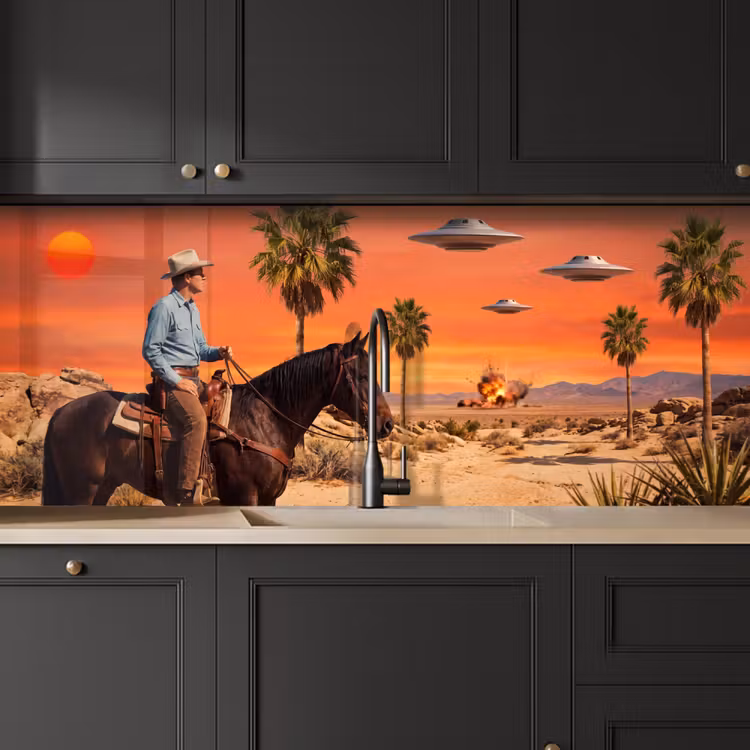 Kitchen Wall Splashback - Cowboy - Horse - Desert - Cowboy - Paard - Woestijn keuken achterwand 2 middel